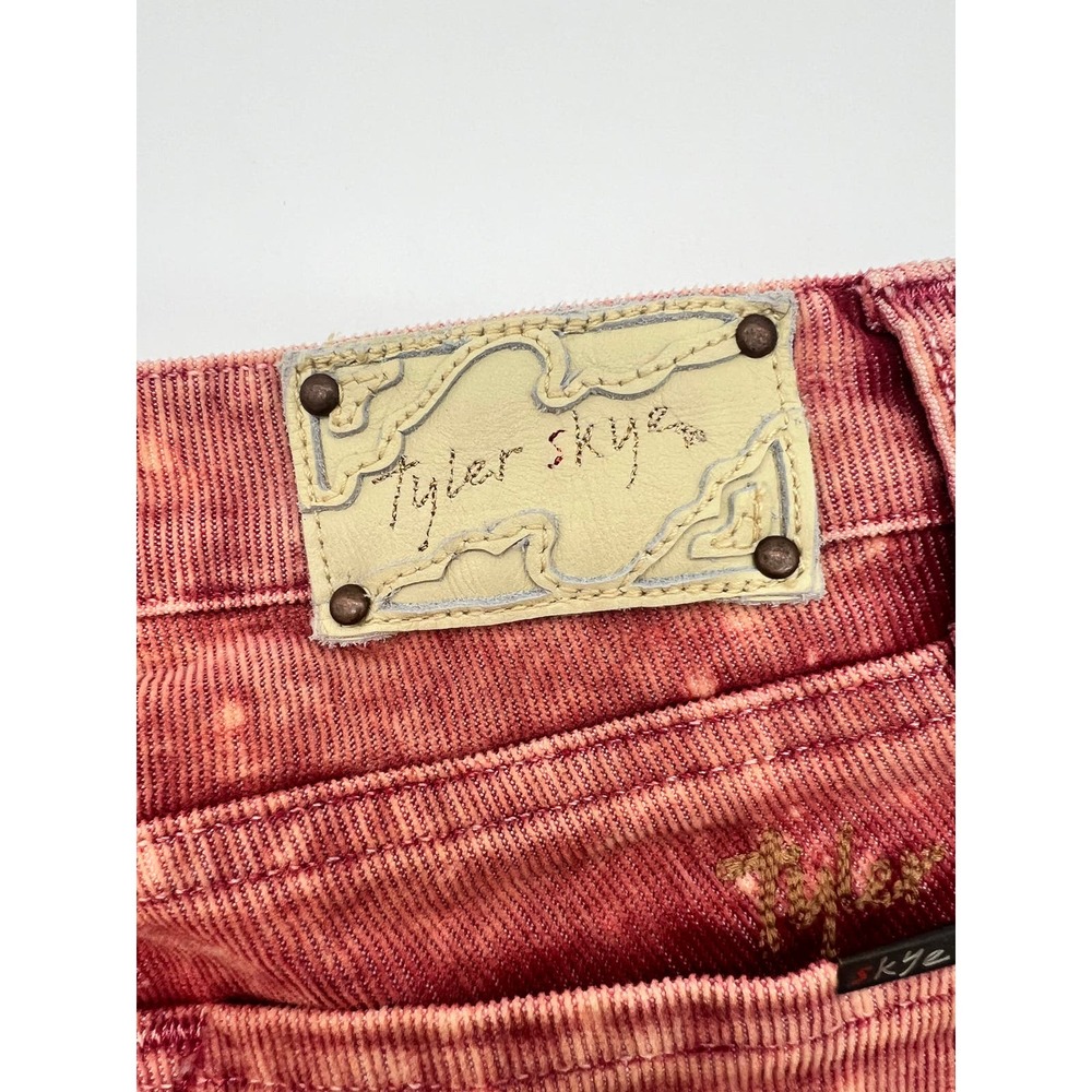 Tyler Skye Red Paint Splatter Corduroy Ankle Pants Size 2 - Picture 7 of 10
